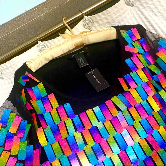 Sheer glam Plus Size Fun- Multiple Color - sparkle shimmer top - sequins - Picture 2 of 7